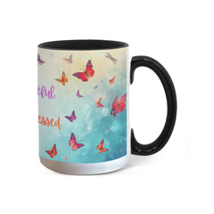 Thank ful, Grateful & Truly Blessed - Color Accent Mug
