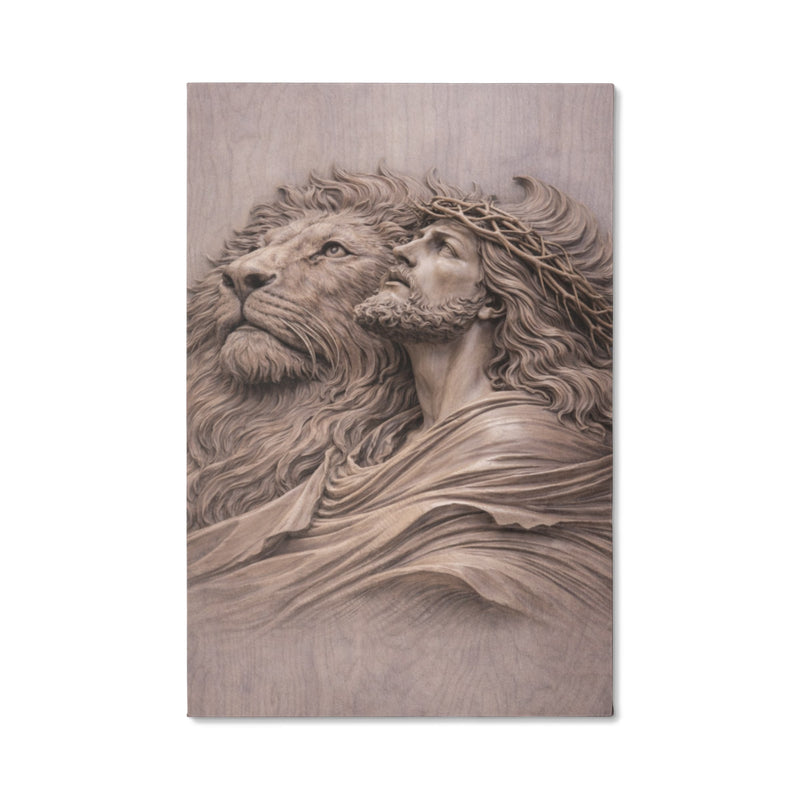 Lion of Judah, Jesus & Lion - Wall Art on Canva (Mauve Taupe)