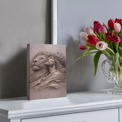 Lion of Judah, Jesus & Lion - Wall Art on Canva (Mauve Taupe)