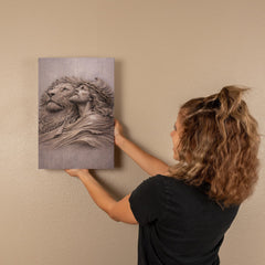 Lion of Judah, Jesus & Lion - Wall Art on Canva (Mauve Taupe)