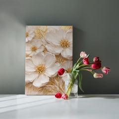 Cream & Gold Floral -  Wall Art on Canva