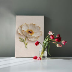 Elegant White Poppy  - Wall Art on Canva