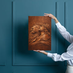 Lion of Judah, Jesus & Lion - Wall Art on Canva (Wood Carving)