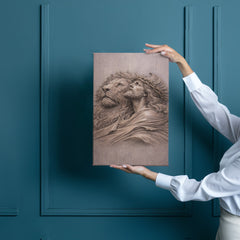 Lion of Judah, Jesus & Lion - Wall Art on Canva (Mauve Taupe)