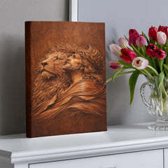 Lion of Judah, Jesus & Lion - Wall Art on Canva (Wood Carving)