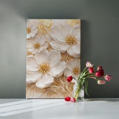 Cream & Gold Floral -  Wall Art on Canva