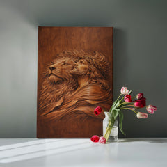 Lion of Judah, Jesus & Lion - Wall Art on Canva (Wood Carving)