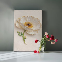 Elegant White Poppy  - Wall Art on Canva