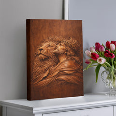 Lion of Judah, Jesus & Lion - Wall Art on Canva (Wood Carving)