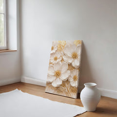 Cream & Gold Floral -  Wall Art on Canva