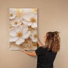 Cream & Gold Floral -  Wall Art on Canva