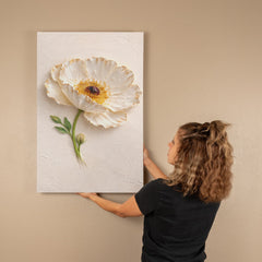 Elegant White Poppy  - Wall Art on Canva