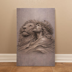 Lion of Judah, Jesus & Lion - Wall Art on Canva (Mauve Taupe)