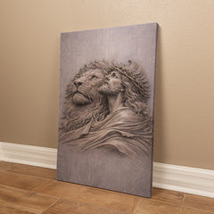 Lion of Judah, Jesus & Lion - Wall Art on Canva (Mauve Taupe)