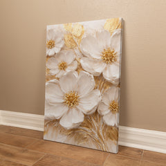 Cream & Gold Floral -  Wall Art on Canva