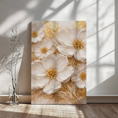 Cream & Gold Floral -  Wall Art on Canva