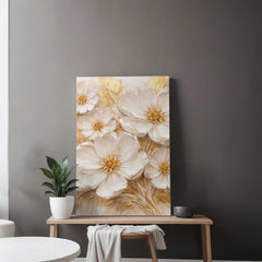 Cream & Gold Floral -  Wall Art on Canva