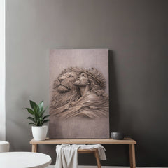 Lion of Judah, Jesus & Lion - Wall Art on Canva (Mauve Taupe)