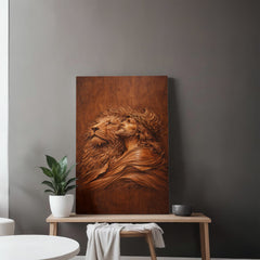 Lion of Judah, Jesus & Lion - Wall Art on Canva (Wood Carving)