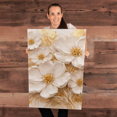 Cream & Gold Floral -  Wall Art on Canva