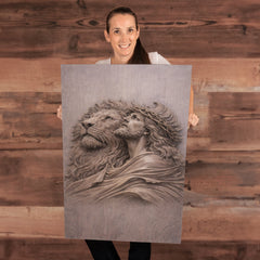 Lion of Judah, Jesus & Lion - Wall Art on Canva (Mauve Taupe)