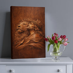 Lion of Judah, Jesus & Lion - Wall Art on Canva (Wood Carving)