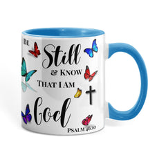 Peace in Every Sip, "Be Still And Know" - Color Accent Mug