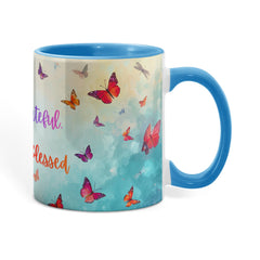 Thank ful, Grateful & Truly Blessed - Color Accent Mug