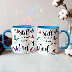 Peace in Every Sip, "Be Still And Know" - Color Accent Mug