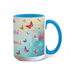 Thank ful, Grateful & Truly Blessed - Color Accent Mug