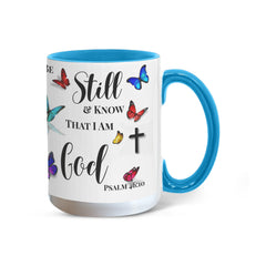 Peace in Every Sip, "Be Still And Know" - Color Accent Mug