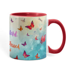 Thank ful, Grateful & Truly Blessed - Color Accent Mug