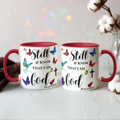 Peace in Every Sip, "Be Still And Know" - Color Accent Mug