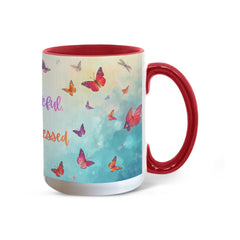 Thank ful, Grateful & Truly Blessed - Color Accent Mug