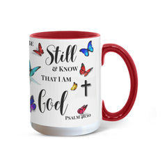 Peace in Every Sip, "Be Still And Know" - Color Accent Mug