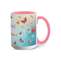 Thank ful, Grateful & Truly Blessed - Color Accent Mug