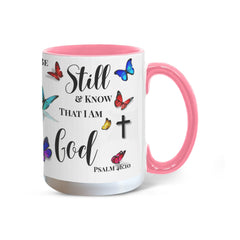 Peace in Every Sip, "Be Still And Know" - Color Accent Mug