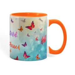 Thank ful, Grateful & Truly Blessed - Color Accent Mug