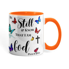 Peace in Every Sip, "Be Still And Know" - Color Accent Mug