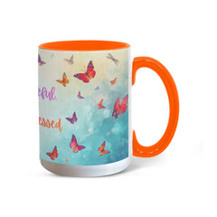 Thank ful, Grateful & Truly Blessed - Color Accent Mug