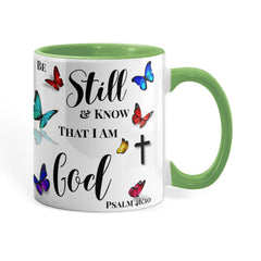 Peace in Every Sip, "Be Still And Know" - Color Accent Mug