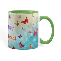 Thank ful, Grateful & Truly Blessed - Color Accent Mug
