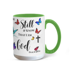 Peace in Every Sip, "Be Still And Know" - Color Accent Mug