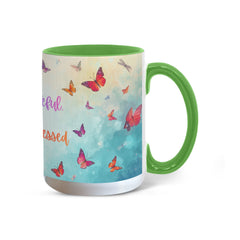 Thank ful, Grateful & Truly Blessed - Color Accent Mug