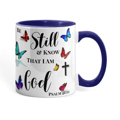 Peace in Every Sip, "Be Still And Know" - Color Accent Mug