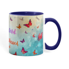 Thank ful, Grateful & Truly Blessed - Color Accent Mug