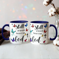 Peace in Every Sip, "Be Still And Know" - Color Accent Mug