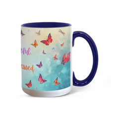 Thank ful, Grateful & Truly Blessed - Color Accent Mug