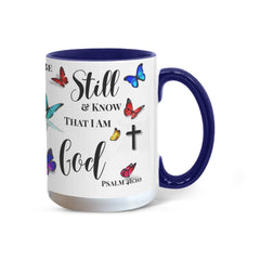 Peace in Every Sip, "Be Still And Know" - Color Accent Mug