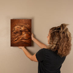 Lion of Judah, Jesus & Lion - Wall Art on Canva (Wood Carving)
